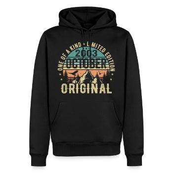 Oktober 2003 Geburtstagsgeschenk - Oktober 2003 - Männer Premium Bio Hoodie - Schwarz - Vorne - Nico (187cm)
