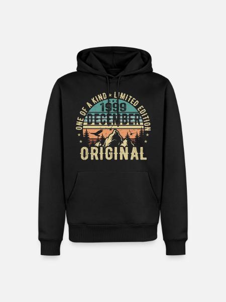 Leyendas Cumpleaños Diciembre 1999 Born Gift - Sudadera con capucha prémium ecológica para hombre - negro