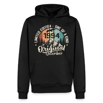Anniversaire Décembre 1994 - Cadeau decembre 1994 - Sweat à capuche Premium bio Homme - noir - Devant - Nico (187cm)
