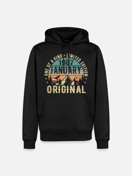 Fødselsdagsgave januar 1987 - januar 1987 - Herre Premium økologisk hoodie - sort