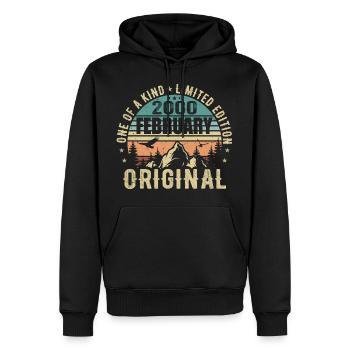 25e anniversaire Année originale Février 2000 - Sweat à capuche Premium bio Homme - noir - Devant - Nico (187cm)