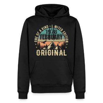 47. Geburtstag Original Jahrgang Februar 1978 - Männer Premium Bio Hoodie - Schwarz - Vorne - Nico (187cm)