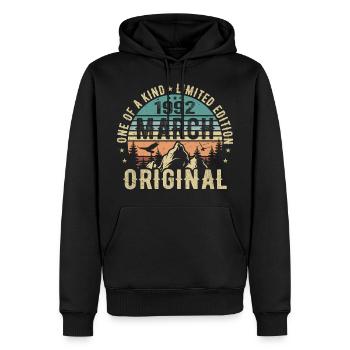 Légendaire depuis mars 1992 - anniversaire mars 1992 - Sweat à capuche Premium bio Homme - noir - Devant - Nico (187cm)