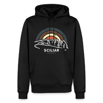 Sciliar Schlern Dolomiten Wandern Berg Klettern - Männer Premium Bio Hoodie - Schwarz - Vorne - Nico (187cm)