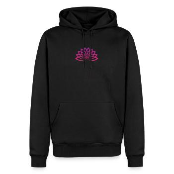 Je suis plus gentil après le yoga - Sweat à capuche Premium bio Homme - noir - Devant - Nico (187cm)