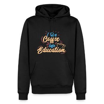 Je transforme le café en idée cadeau éducation - Sweat à capuche Premium bio Homme - noir - Devant - Nico (187cm)