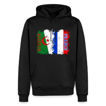 ALGERIE FRANCE DRAPEAU DE L'AMITIÉ FRANÇAIS - Sweat à capuche Premium bio Homme - noir - Devant - Nico (187cm)