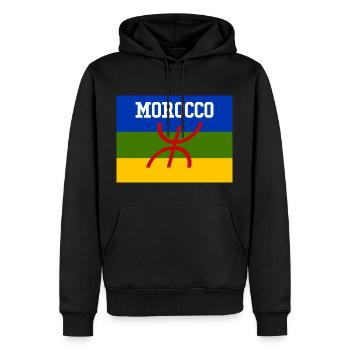 Drapeau Amazigh Maroc - Sweat à capuche Premium bio Homme - noir - Devant - Nico (187cm)
