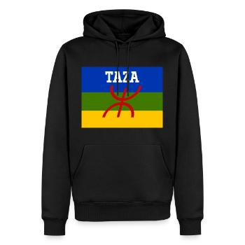 Drapeau Amazigh Ville de Taza - Sweat à capuche Premium bio Homme - noir - Devant - Nico (187cm)