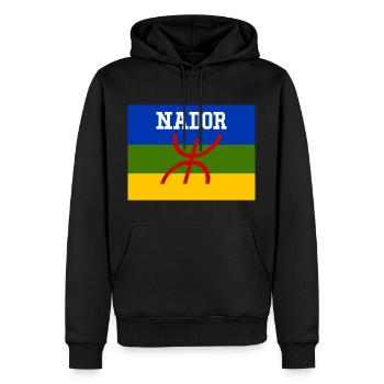 Drapeau Amazigh Ville de Nador - Sweat à capuche Premium bio Homme - noir - Devant - Nico (187cm)
