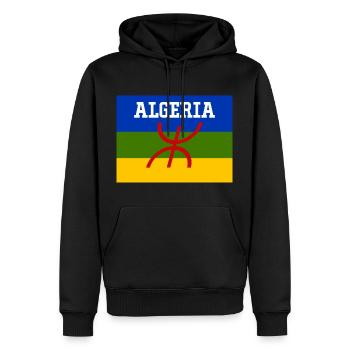 Drapeau Berbère Algérie - Sweat à capuche Premium bio Homme - noir - Devant - Nico (187cm)