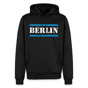 Berlin Vintage - Sweat à capuche Premium bio Homme - noir - Devant - Nico (187cm)