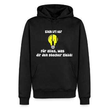 lustiger Elektrikerspruch - Männer Premium Bio Hoodie - Schwarz - Vorne - Nico (187cm)