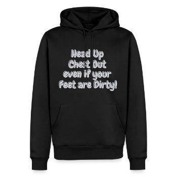 Conception de slogan de lettrage - Sweat à capuche Premium bio Homme - noir - Devant - Nico (187cm)