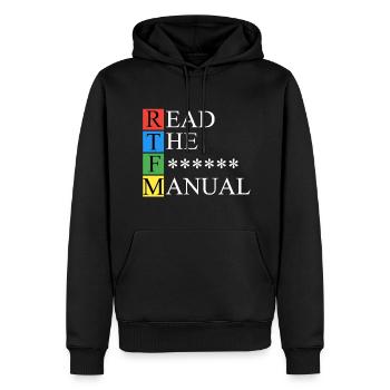 RTFM Dunkel - Männer Premium Bio Hoodie - Schwarz - Vorne - Nico (187cm)