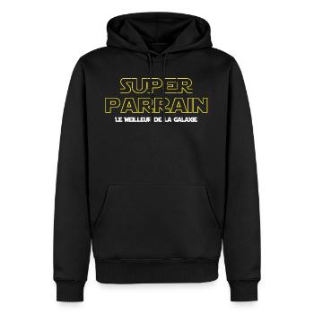 Super parrain cadeau humour parrain saga film - Sweat à capuche Premium bio Homme - noir - Devant - Nico (187cm)