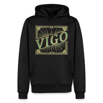 Vigo Spanien Stadt Schrift Vintage Retro Skyline - Männer Premium Bio Hoodie - Schwarz - Vorne - Nico (187cm)