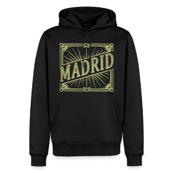 Madrid Spanien Stadt Schrift Vintage Retro Skyline - Männer Premium Bio Hoodie - Schwarz - Vorne - Nico (187cm)