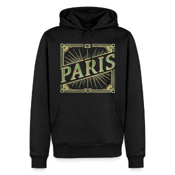 Paris France City Font Vintage Rétro - Sweat à capuche Premium bio Homme - noir - Devant - Nico (187cm)