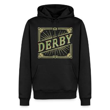 Derby Angleterre UK City Font Vintage Rétro - Sweat à capuche Premium bio Homme - noir - Devant - Nico (187cm)