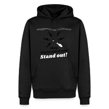 «They try to catch you» - Männer Premium Bio Hoodie - Schwarz - Vorne - Nico (187cm)