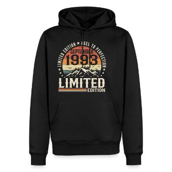 Cadeau Anniversaire Septembre 1993, September 1993 - Sweat à capuche Premium bio Homme - noir - Devant - Nico (187cm)