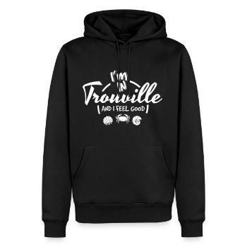 I m in Trouville and I feel Good - Sweat à capuche Premium bio Homme - noir - Devant - Nico (187cm)