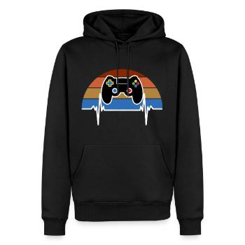 Spielkonsole Gamer Heartbeat - Männer Premium Bio Hoodie - Schwarz - Vorne - Nico (187cm)