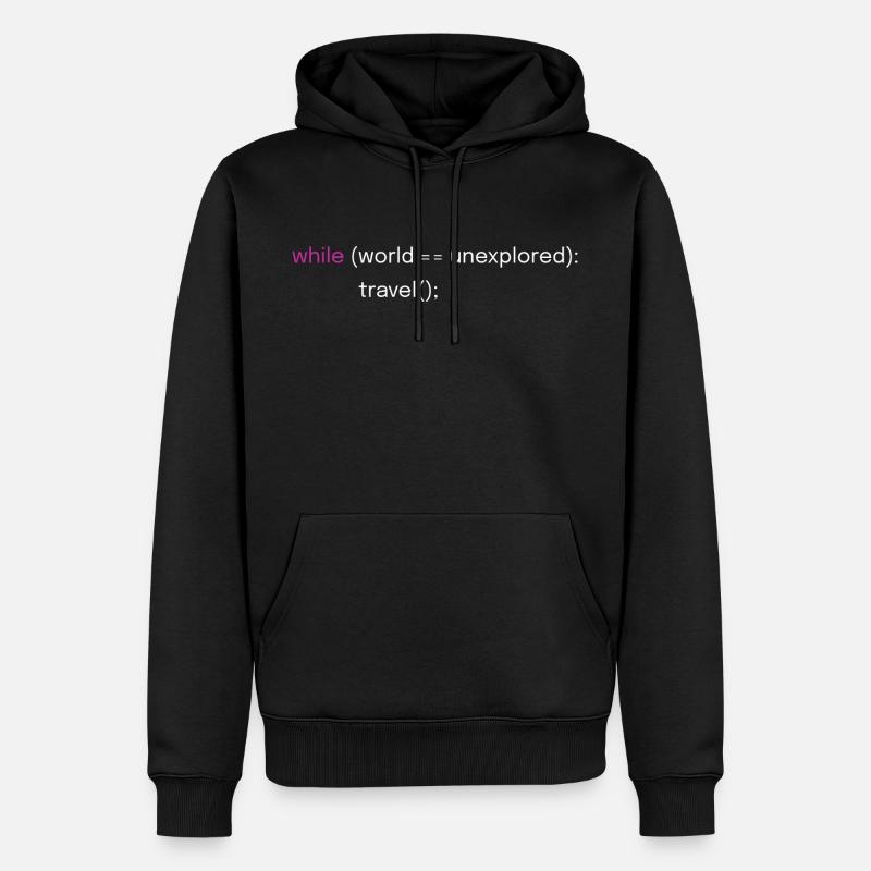 Lustiges Reise- und Coding-Design - Männer Premium Bio Hoodie - Schwarz