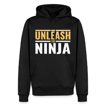 Ninja Warrior - Libérez le Ninja - Sweat à capuche Premium bio Homme - noir - Devant - Nico (187cm)