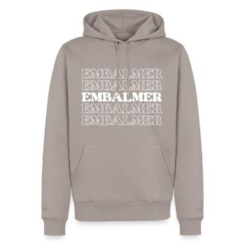 Embaumeur Croque-mort Directeur de funérailles Entrepreneur de pompes funèbres - Sweat à capuche Premium bio Homme - taupe - Devant - Nico (187cm)