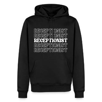Réceptionniste, réceptionniste, réceptionniste, réception - Sweat à capuche Premium bio Homme - noir - Devant - Nico (187cm)