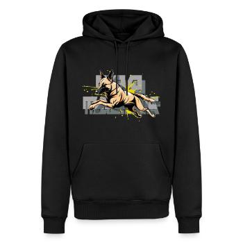 Malinois Dog Jumping - Men’s Premium Organic Hoodie - black - Front - Nico (187cm)