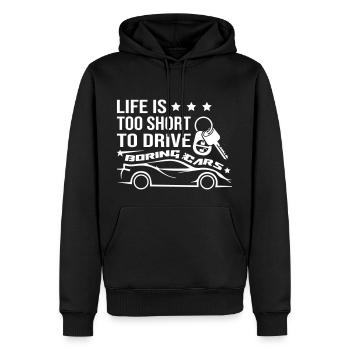 La vie est trop courte pour conduire - Sweat à capuche Premium bio Homme - noir - Devant - Nico (187cm)