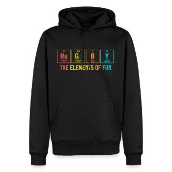 Rugby Les éléments du tableau périodique chimique amusant - Sweat à capuche Premium bio Homme - noir - Devant - Nico (187cm)