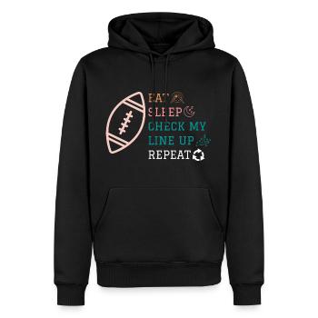 Manger Dormir Vérifier ma composition Répéter Fantasy Football - Sweat à capuche Premium bio Homme - noir - Devant - Nico (187cm)