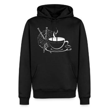 Stricken und Kaffee - Männer Premium Bio Hoodie - Schwarz - Vorne - Nico (187cm)