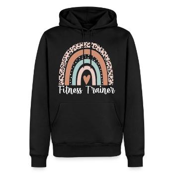 Fitness Trainer Rainbow Leopard Funny Fitness - Men’s Premium Organic Hoodie - black - Front - Nico (187cm)