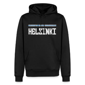 Helsinki - Männer Premium Bio Hoodie - Schwarz - Vorne - Nico (187cm)