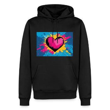Herz Love im abstrakten Pop-Art Graffiti Style - Männer Premium Bio Hoodie - Schwarz - Vorne - Nico (187cm)