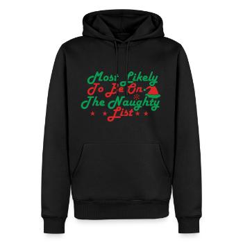 Most Likely To Be On The Naughty List - Men’s Premium Organic Hoodie - black - Front - Nico (187cm)