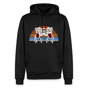 Spielkonsole Gamer Heartbeat - Männer Premium Bio Hoodie - Schwarz - Vorne - Nico (187cm)