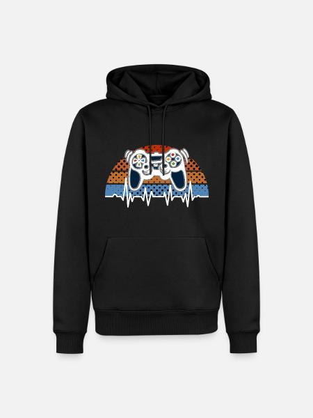 Console de Jeux Gamer Battement de Coeur - Sweat à capuche Premium bio Homme - noir