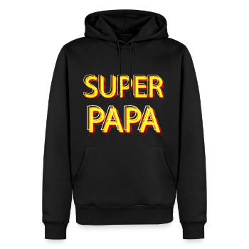 Super Papa Super héros C'est Mon Papa - Sweat à capuche Premium bio Homme - noir - Devant - Nico (187cm)