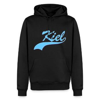 Kiel - Männer Premium Bio Hoodie - Schwarz - Vorne - Nico (187cm)