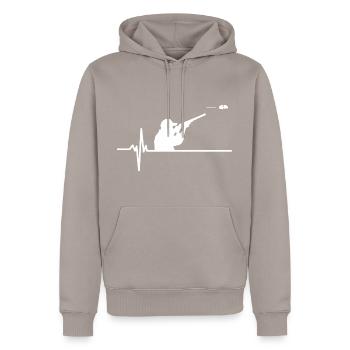 Herzschlag-Plateau-Schießen - Männer Premium Bio Hoodie - Taupe - Vorne - Nico (187cm)