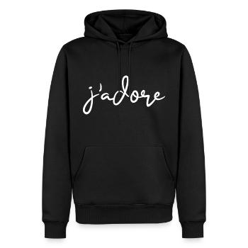 j'adore - Männer Premium Bio Hoodie - Schwarz - Vorne - Nico (187cm)