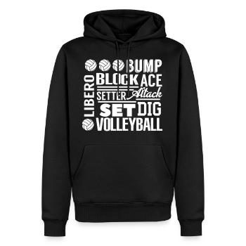 Volleyball Word Cloud - Sweat à capuche Premium bio Homme - noir - Devant - Nico (187cm)
