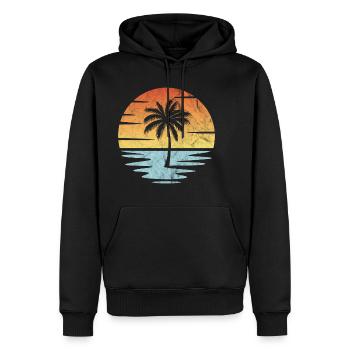 Plage Coucher de soleil - Sweat à capuche Premium bio Homme - noir - Devant - Nico (187cm)