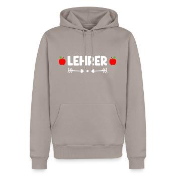Lehrer - Männer Premium Bio Hoodie - Taupe - Vorne - Nico (187cm)